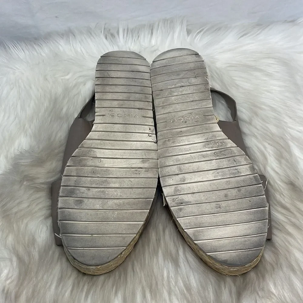 Vince Jesson‎ Taupe Gray Platform Espadrille Sandals Sz 8
